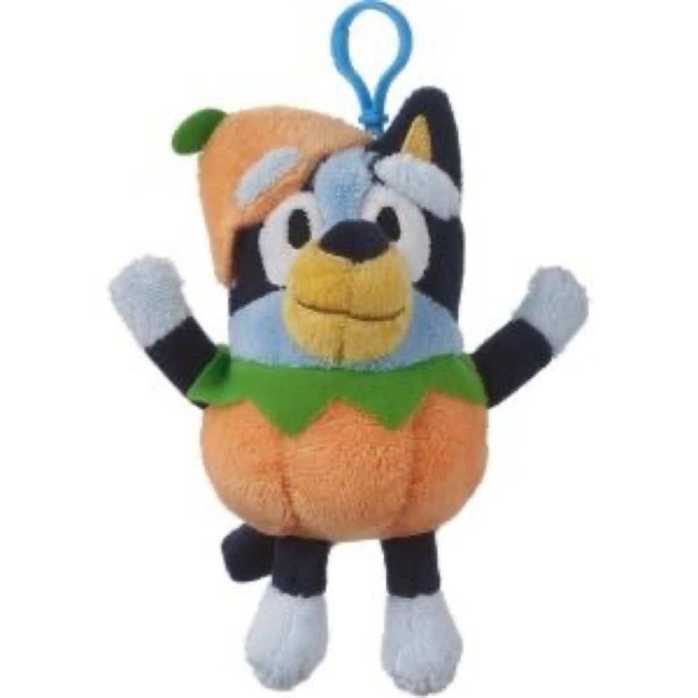 Bluey Halloween Pumpkin Backpack Clip Plush 4 in